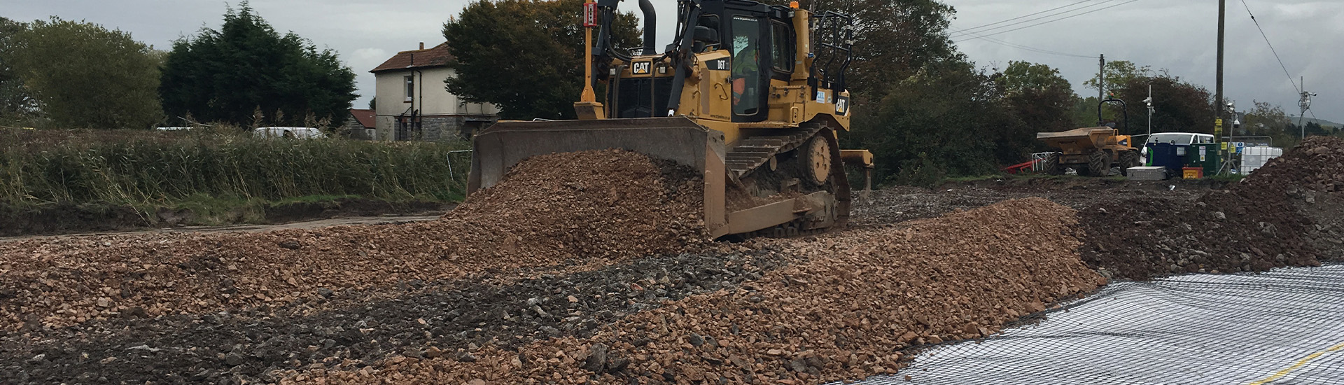 Geocomposite grid being used on a construction project