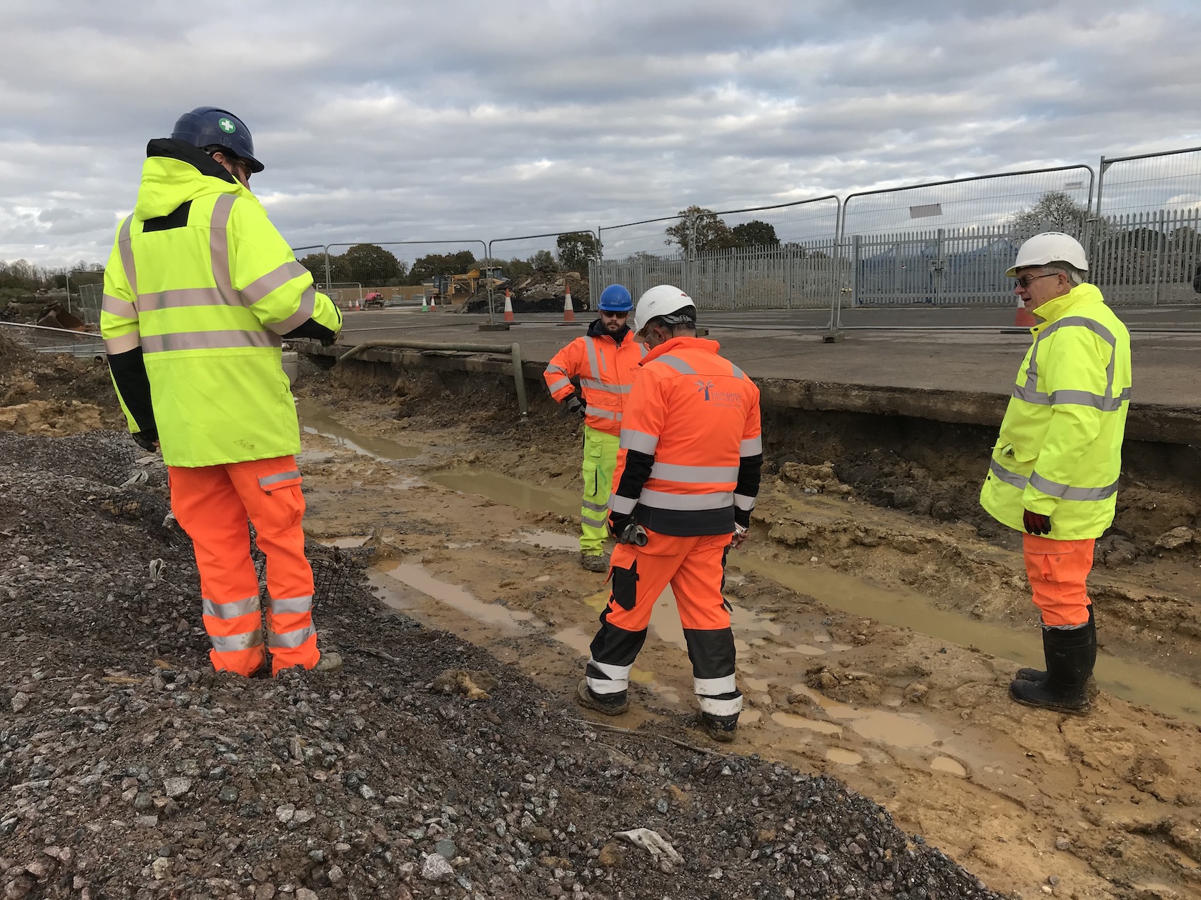 Construction workers speaking