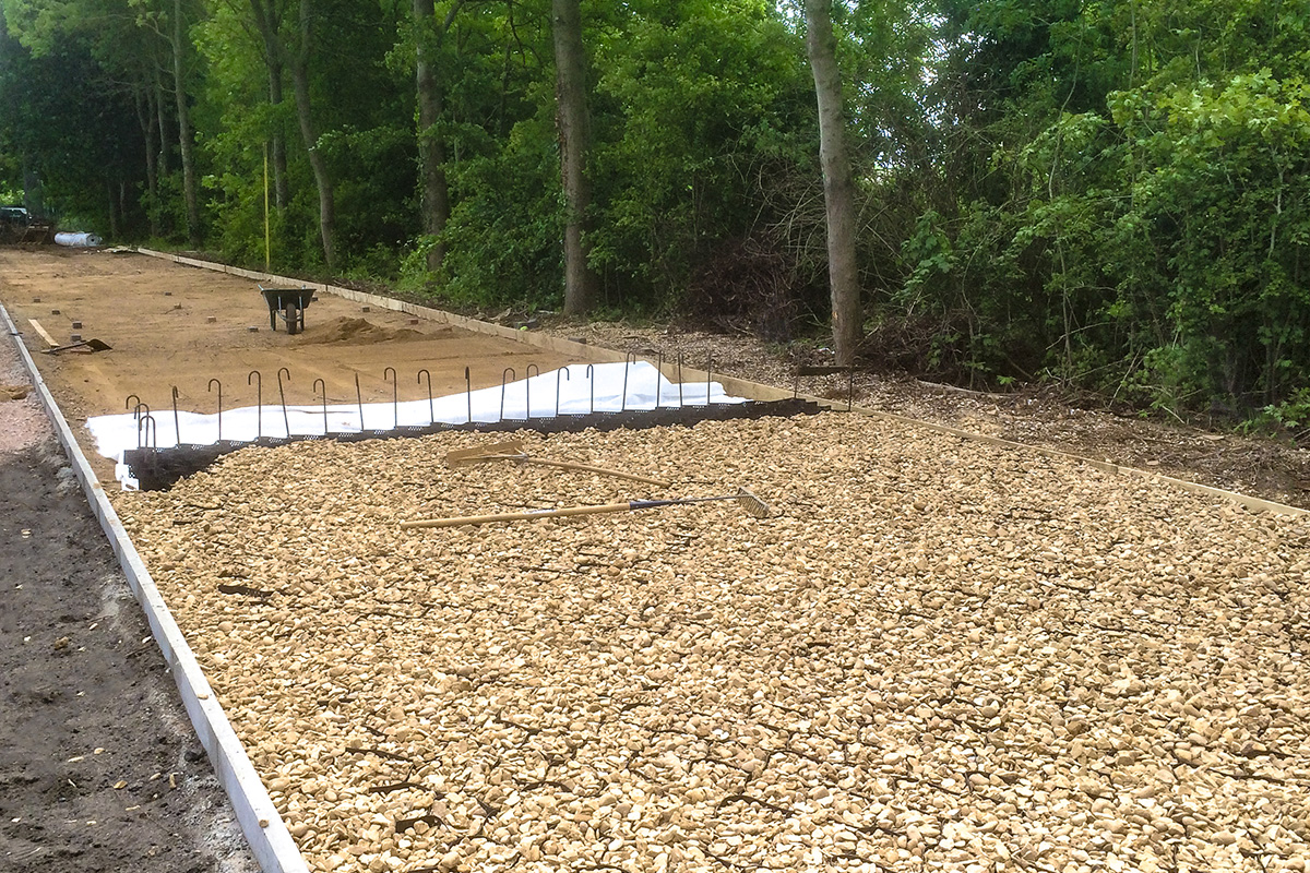 Tree root protection with Protectaweb on a path near trees