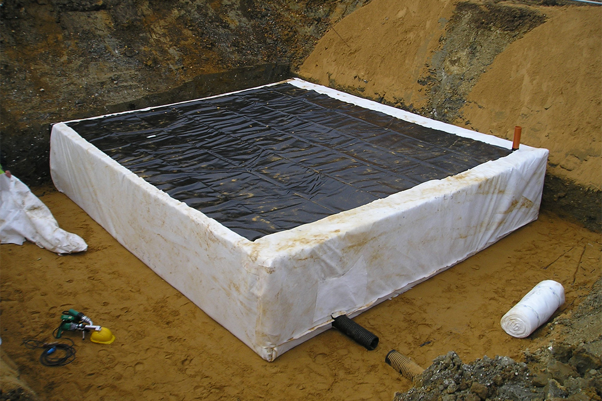 Step five: A thick geotextile outerwrap is wrapped around to ensure complete protection.