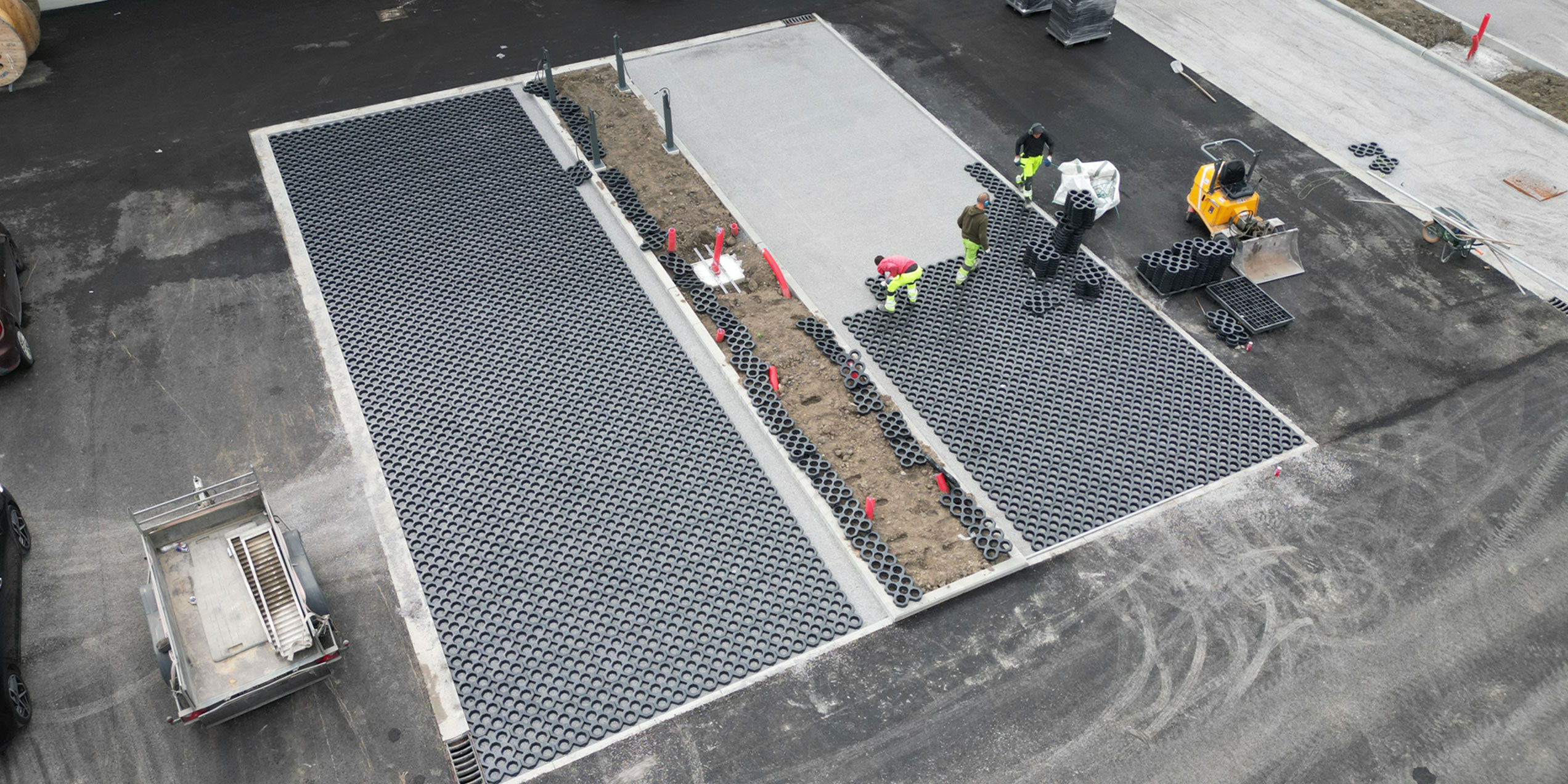 Car park bays from above, made with CellTrack HD