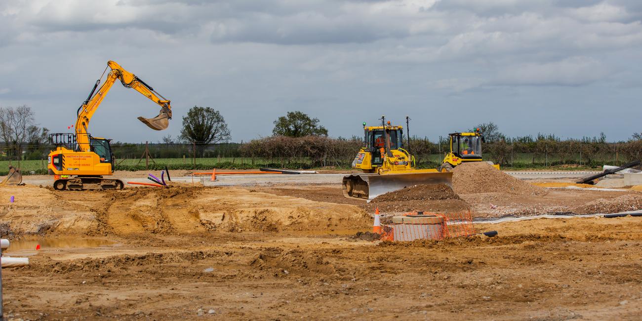 Construction vehicles working at Norwich North Recycling Centre