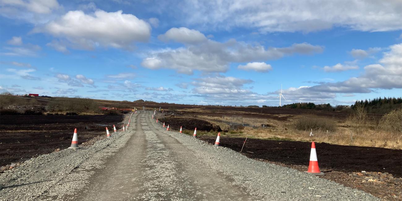 Temporary road at Greengairs Wind Farm