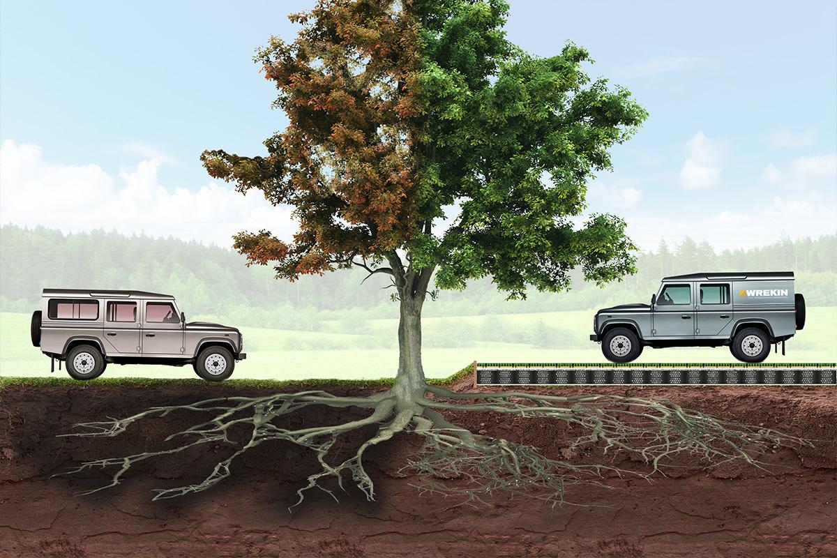 Tree root protection with Protectaweb diagram