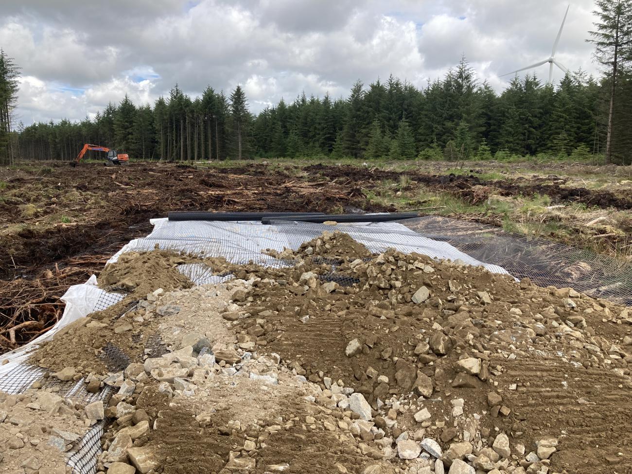 Sneddon Law windfarm haul road under construction