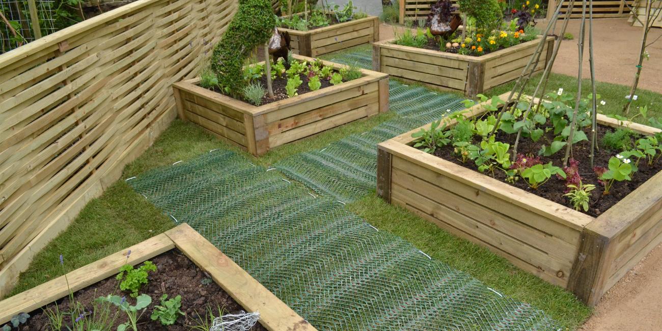 TurfMesh in use in a garden to protect high traffic areas