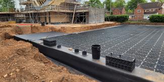 Geomembrane in a SUDS application