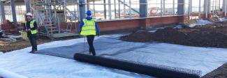 Code Fitness Gym geogrid and geotextile installation