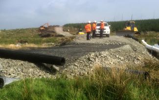 Cumnock SWS power line upgrade haul road installation