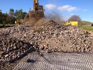 A geogrid in use providing reinforcement