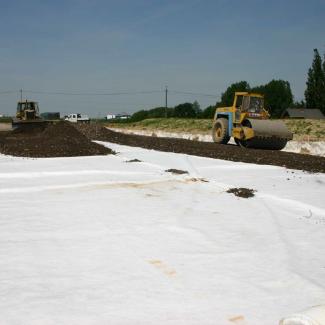 MultiTrack nonwoven geotextile being used on a construction site