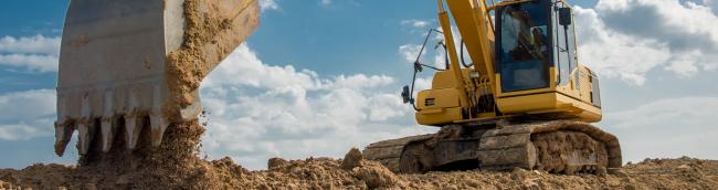 Excavator working on a building site