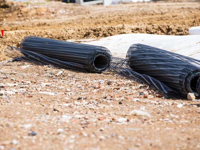 A geogrid roll and some geotextile